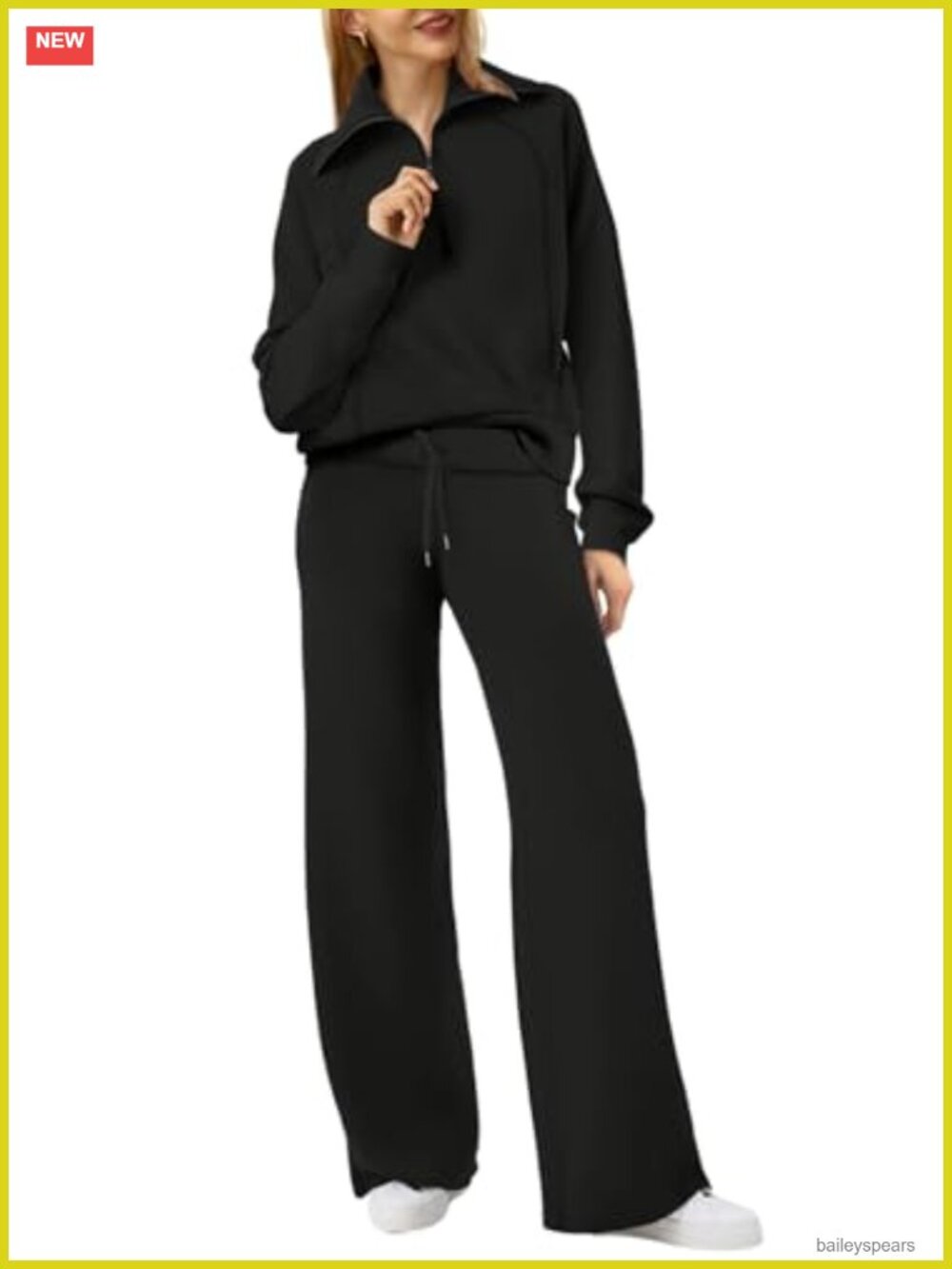 Women 2 Piece Sweatsuit Half Zip Sweatshirt Wide Leg Sweatpants Lounge Set